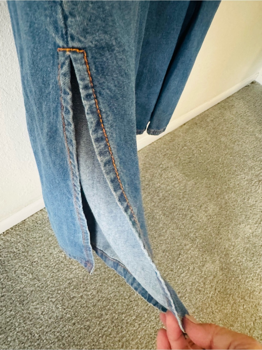 Sleeveless Denim Maxi Dress in Blue - Picture 4 of 8